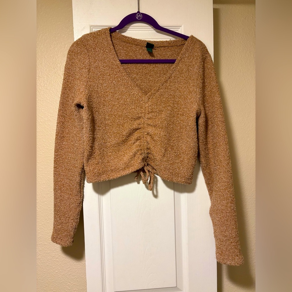 Wild Fable fuzzy brown cropped sweater size xl